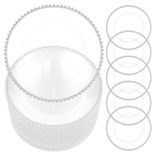 Plato Cargador Claro 13 in Con Borde Plateado Paquete 25 miniatura 1