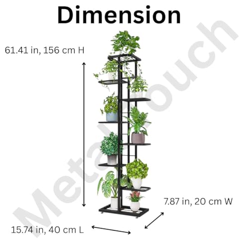 Image of MetalTouch Multi-Tiered Metal Flower Pot Stand - Indoor 6 Layer Tier Iron Plant Pot Display Plant Pot Holder Tall Plant Flower Shelf for Living Room Balcony Living room & Court Garden (9 Pot Black)
