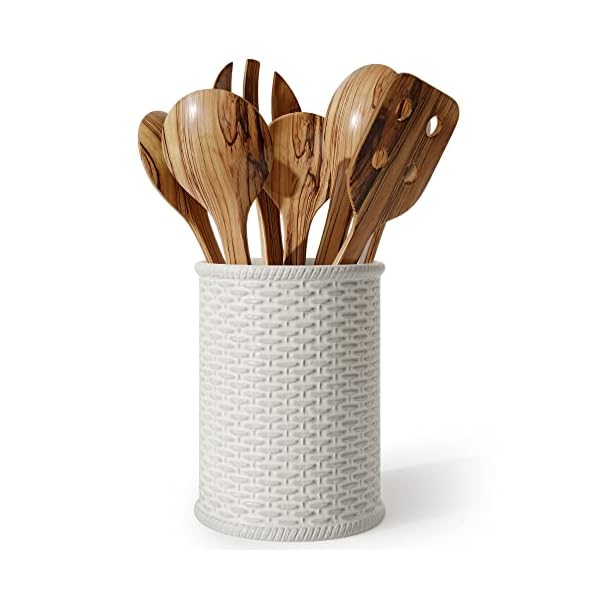 Barnyard Designs Ceramic Farmhouse Kitchen Utensil Holder for Countertop, Decorative Kitchen Utensil Holder, Large Kitchen Utensil Holder for Kitchen Counter, Utensil Crock Spatula Holder, 6.5" White Barnyard Designs Ceramic Farmhouse Kitchen Utensil Holder for Countertop, Decorative Kitchen Utensil Holder, Large Kitchen Utensil Holder for Kitchen Counter, Utensil Crock Spatula Holder, 6.5" White