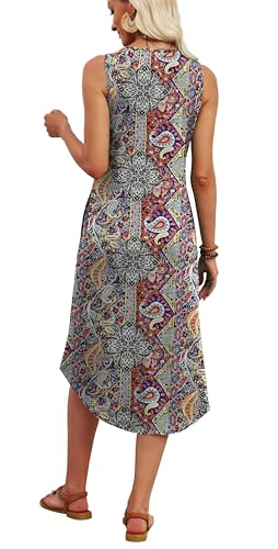 Image of WIHOLL Summer Dresses for Women 2026 Button Front Sleeveless Casual Midi Dress Beach Vacation Sundresses with Pockets
