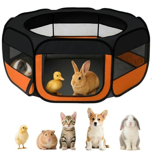 Image of UWE Extra Large Small Animal Playpen, Waterproof Foldable Pet Pen, Orange