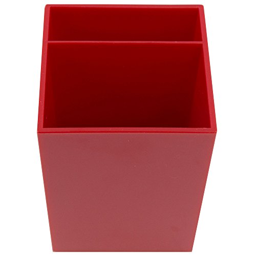 Image of JAM PAPER Plastic Pen Holder - Red - Desktop Pencil Cup - Sold Individually