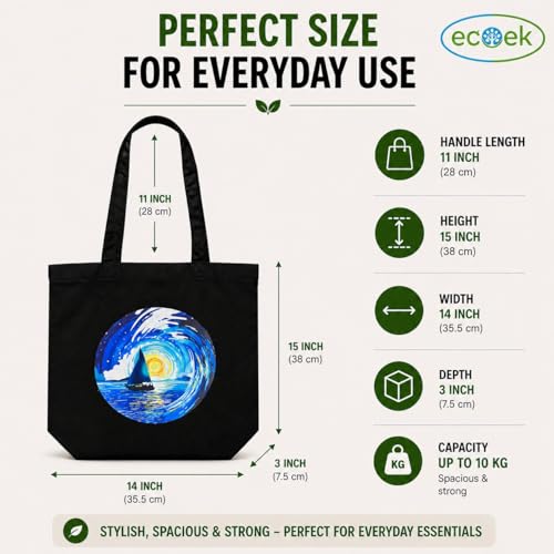 Image of Canvas Tote Bag for Women with Zipper & Pocket(Pack of 1) | Stylish Cotton Handbags for College | Aesthetic Tote Bag for Office, Shopping, Travel, Beach & Daily use