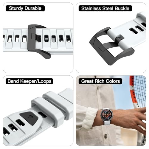 Image of OVERSTEP Compatible with Fenix 8 51mm Watch Bands, 26mm Soft Siliocne Strap for Garmin Fenix 5X /Fenix 5X Plus /Fenix 6X /Fenix 6X Pro /Fenix 7X /Fenix 7X Pro Smartwatch