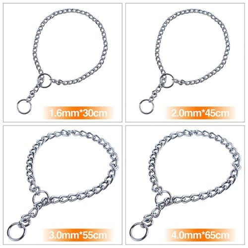 Image of 2-Pack Chain Dog Collar, Metal Slip Link Training Heavy Duty Dog Collar Martingale Puppy Collars for XXS XS Small Medium Large Big XL Breed Dogs, Silver XXSmall