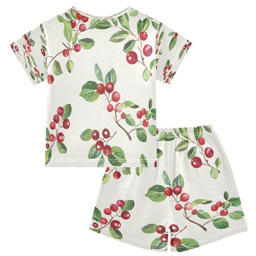 senya Short Sleeve Pajamas Sets Summer Cotton Sleepwear Lingonberry Pattern2