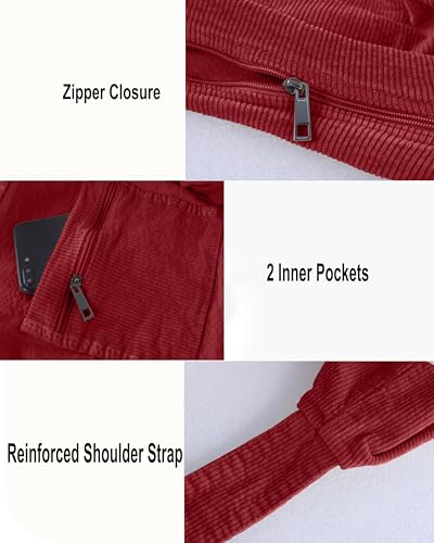 Image of 2026 Corduroy Tote Bag with Zipper Large Casual Handbags Shoulder Purse for Women