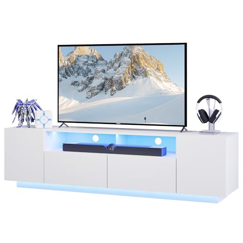 WLIVE TV-Schrank LED für Fernseher bis zu 75 Zoll, TV Lowboard mit Großem...