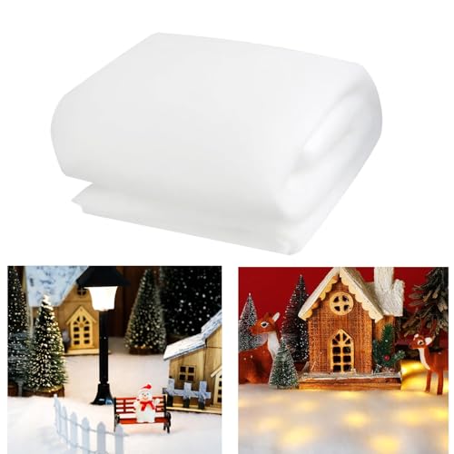 ETONSUNNY Fausse Neige,240 * 80cm Neige Artificielle Décorative,Duveteux Doux et Blanc comme Neige Artificielle Convient pour Decoration Noel Décoration Sapin de Noel (Bande Lumineuse de 5M)