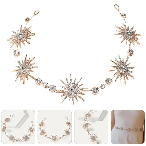 2pcs Crystal Waist Buckle Belt Wedding Bridal Belt with Clip, Sparkly Star Waist Chain Adjustable Body Jewley for Women Dress Belt Accessory, 11.81Inch4