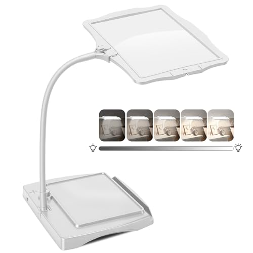 Grande loupe 10x avec lumière et Support, 50 Perles LED, luminosité réglable, col de Cygne, Lampe de Bureau, Grande loupe pour la Lecture, la Couture, Les...