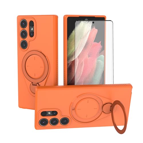 Coque Samsung S23 Ultra pour streaming vidéo avec support de table orange