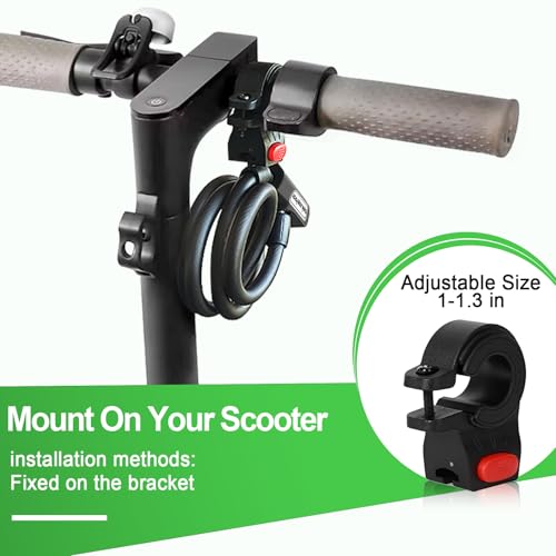 Bangting Candado para patinete eléctrico, 120 cm/12 mm, alta seguridad, cable con 2 llaves para scooter/electrónico/bicicleta/motocicleta/nino/coche - imagen 5