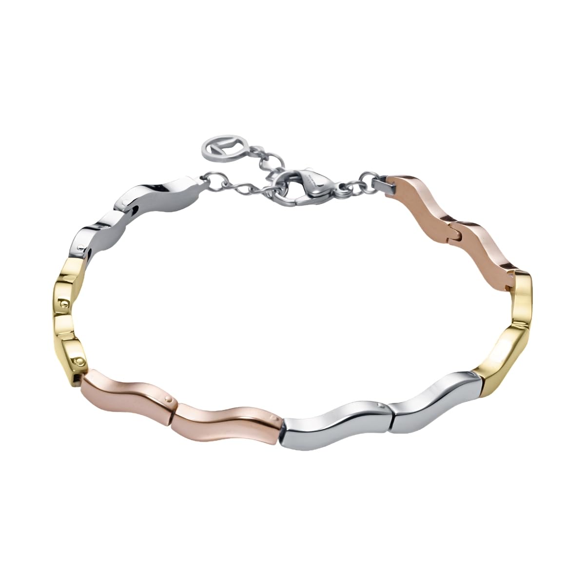 Viceroy Pulsera Air de Eslabones para Mujer de Acero Inoxidable en Tres Tonos - Diseño de Ondas en Dorado y Rosado - Ajustable