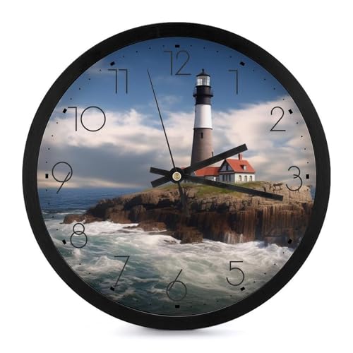 Horloge murale phare de mer moderne ronde décorative à piles salon - 2