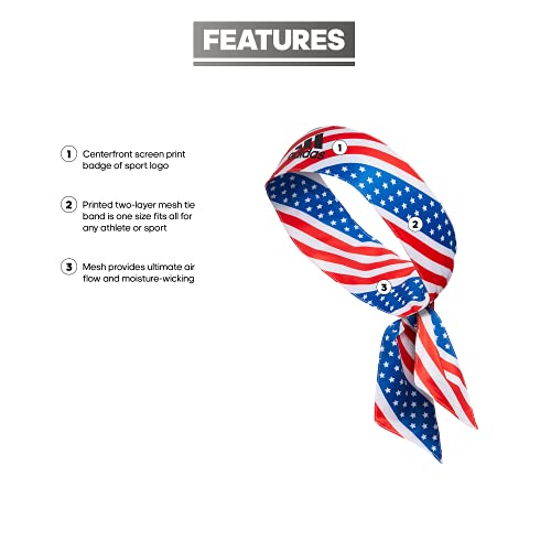 Image of adidas Alphaskin Tie Headband, Americana Flag Aop /Black, One Size