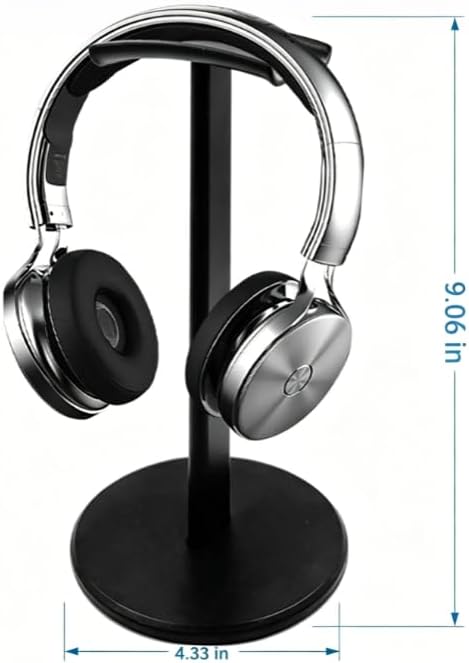 Earphone Stand， Aluminum Supporting Bar, Soft Headrest and Anti-Slip Base for All Headphones Size-for Gamers, Music Lovers&Office Workers-Great Gift for Tech Black,Round Bottom image 4