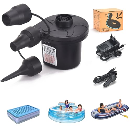 Bomba elétrica portátil para infláveis, deflator de inflador Bomba de ar rápida para flutuadores de piscina, camas de colchão de ar, barcos,4,5 kPa,110-220AC/12V DC