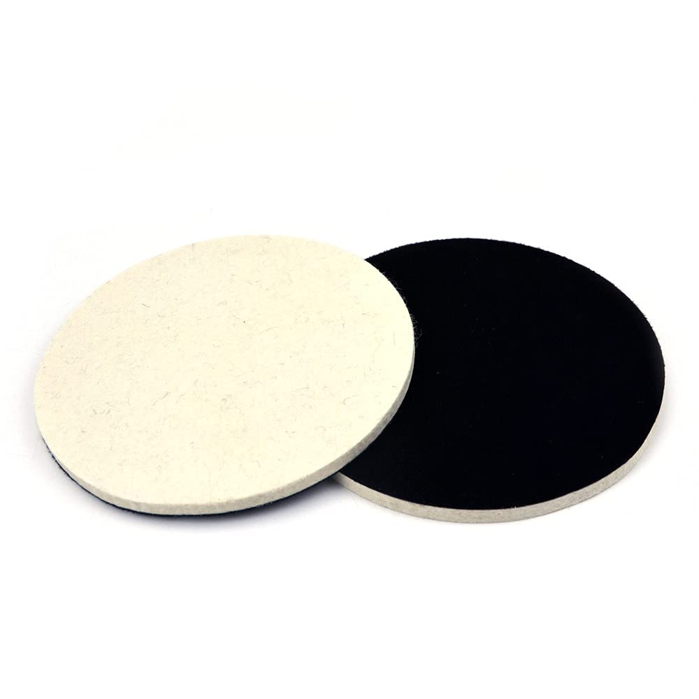 2 Pezzi 1/2/3/5/6/7 Pollici floccaggio Feltro di Lana lucidatura Disco abrasivo abrasivo ad Alta densità Gancio e Passante lucidatura pastiglie(7 inch X 2pcs)