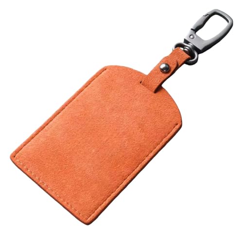 XUNJIE pour Porte-clés De Voiture Leapmotor, Housse De Protection en Tissu Suédé Doux, Résistant Aux Rayures Et Facile À Installer (Orange,Anneau carré)
