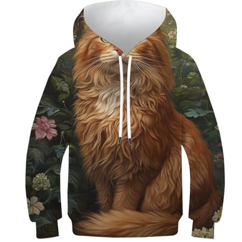 Sweat à capuche enfant chat de la forêt idéal pour le collège et les sorties