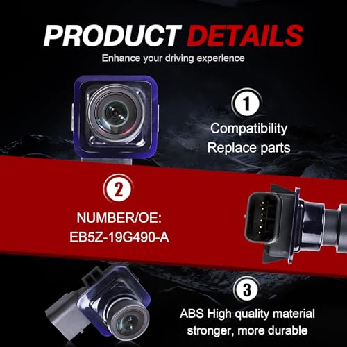 Image of Backup Camera Replacement BB5Z-19G490-A Compatible with Ford Explorer 2011 2012 2013 2014 2015 Replaces Number EB5Z-19G490-A
