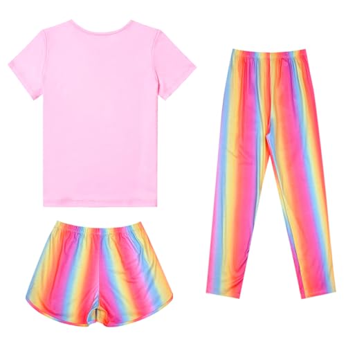 Image of Mirawise Girls 3 Pc Pajamas Sleepwear Cotton Pjs Clothes Set 4-13 Years