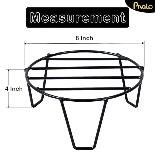 Image of Pivalo Round Plant Stand Galvanised Metal Gamla Support Corner Rack Display Shelf Indoor & Outdoor Flower Pot Holder for Planters Home Garden Balcony Decoration (Pack of 2, Black)
