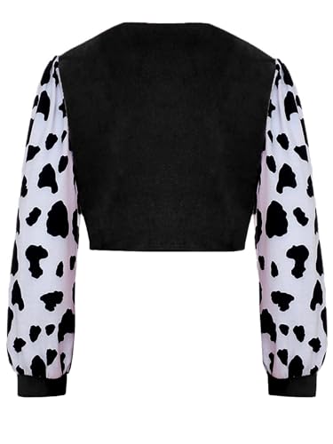 Girls Long Sleeve Button Down Cow Print Fringed Cowgirl Jacket Short Coat Kids Cowboy Dress Up4