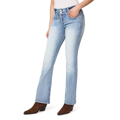 Image of WallFlower Luscious Curvy Bootcut Jeans for Women, Mid-Rise Insta Stretch Denim, Size-Inclusive Juniors Jeans