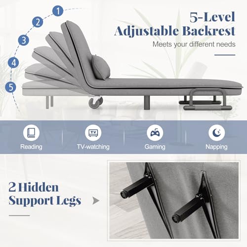 Sillón Plegable Poliéster Gris Claro miniatura 6