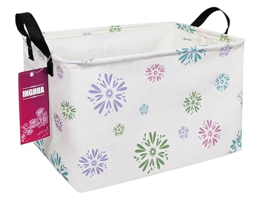 Rectangular Storage Basket Fabric Organizer Bin for Toys,Books,Clothes,Gifts,Pets-Perfect for Home,Office,Nursery,Dorm,Shelf(Rec-Pink hearts )