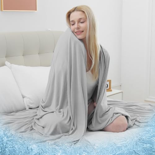 Marchpower Sommerdecke Mikrofaser Arc-Chill, Selbstkühlende Kühldecke mit Japanische Q-Max＞0.5, Kühl und Gemütlich, 2 in 1 Doppelseitig weiche Kuscheldecke Sofadecke Reisedecke(150 * 200cm Grau)