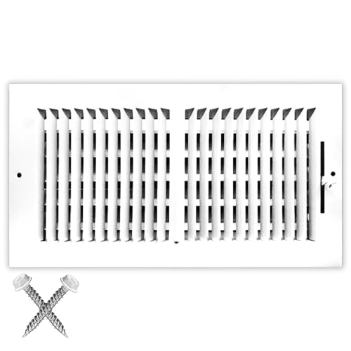 12x6 Air Vent Cover 2-Way Grille for Wall or Ceiling Duct Opening - Flat Stamped Face Register Air Vent Grill by HVAC Premium - White - Overall Size: 13.75