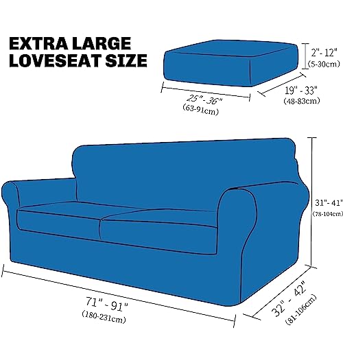 XINEAGE 2025 New 3 Pieces Couch Covers for 2 Extra Large Cushion Sofa Super Stretch Sofa Cover for 2 Large Seat Universal Loveseat Slip Cover for Living Room (Dark Gray), 71"-91"(2 Cushions)