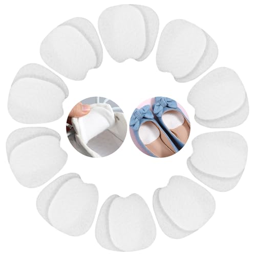 10 pares de almohadillas de fieltro metatarsal, almohadillas blancas para el metatarso, almohadillas antideslizantes para juanetes, almohadillas cómodas para el pie delantero, plantillas de tacón alto