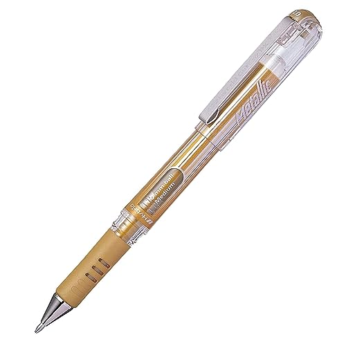Pentel 1.0mm Punta Hybrid Gel Grip Dx Oro Metalizado Tinta Pluma con Grueso Barril - Dorado