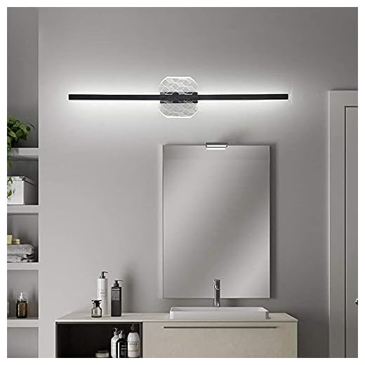 Svart LED-spegel strålkastare badlampa vägglampa badrumsbelysning sminkskåp bakgrund interiör sminkbord målning korridor hotell toalett vattentät IP44 vitt ljus 6000K, 80 cm