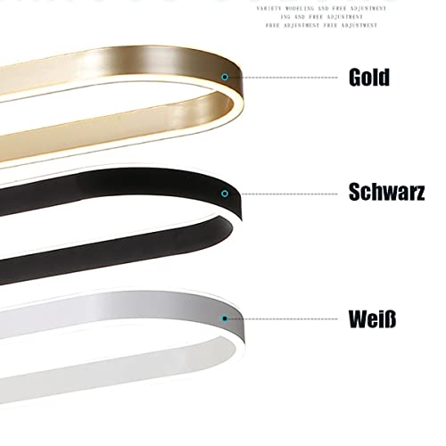 Bellastein LED Moderne Esstisch Pendelleuchte Dimmbar mit Fernbedienung Wohnzimmer Esszimmer Deko Hängeleuchte Oval Höhenverstellbare Hängeleuchte Memory Funktion Deckenlampe (Gold, L120cm)