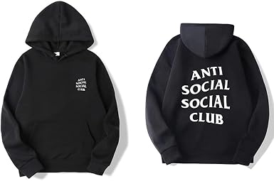 Amazon.com: Anti Social Club Social Unisex Deportes Sudadera Con Capucha  Moda Algodón Jersey Canguro Bolsillo Sudadera Cabeza Superior Mangas Largas  : Ropa, Zapatos y Joyería