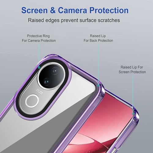 Image of Zapcase Back Case Cover for Vivo V50e 5G | Compatible for Vivo V50e 5G Back Cover | Case Cover with Camera Protection | (TPU + PC | Translucent Purple)
