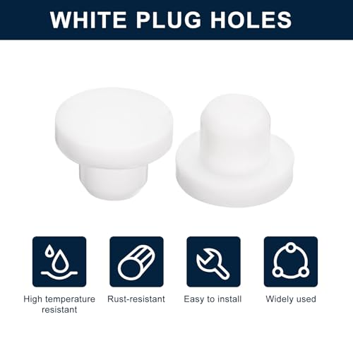 Image of uxcell 32 Pieces White Rubber Stopper, 12mm Plug Holes for 11.5-11.8mm /0.45-0.46 inch Hole