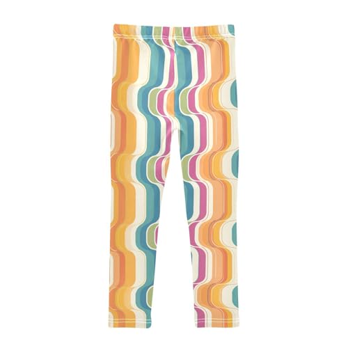 KLL Abstract Rainbow Stripes Toddler Girls Active Leggings Stretch High Waisted Pants Running2