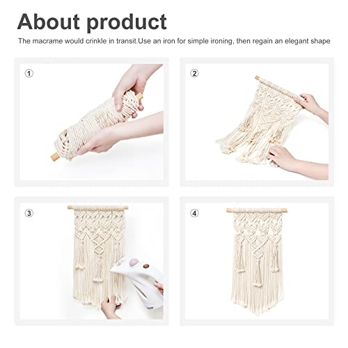 Mkono 2 Pcs Macrame Woven Wall Hanging Boho Home Chic Bohemian Geometric Art Decor - Beautiful Nursery Bedroom Apartment Dorm Room Decoration, Gift For Christmas Birthday, Small Size 18" L X 9.5" W #TOP4