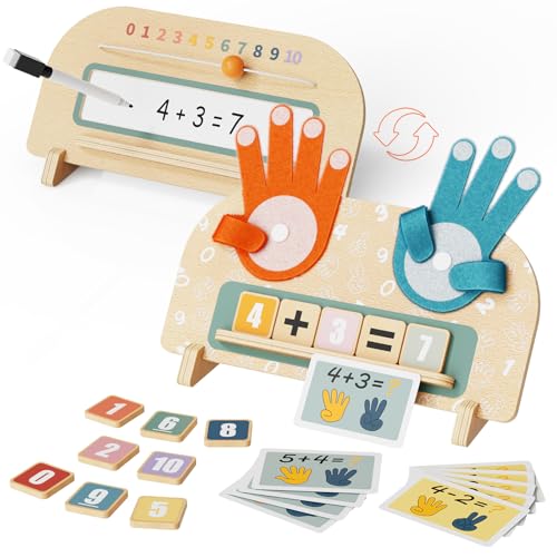 Paisure 2 in 1 Montessori Toys for 3 4 5 Year Old, Preschool Learning Toys for Toddlers 2-4, Double-Sided Finger Math Number Counting Blocks for Kids, Educational Math manipulatives for Boys Girls