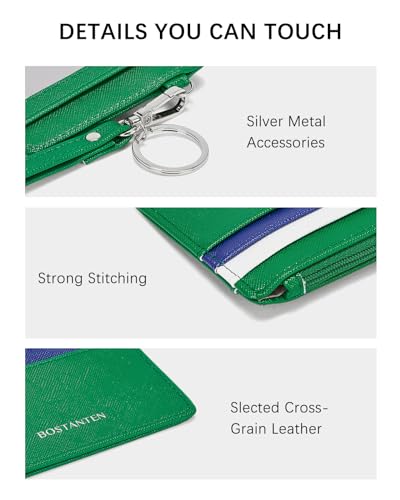 Image of BOSTANTEN Small Wallet For Women RFID Leather Credit Card Holder Slim Wristlet Keychain Wallet With Zipper Pocket