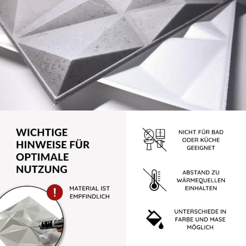 Eurodeco 3D Wandpaneele - 3D Wandverkleidung Paneele - Dekoren Deckenpaneele - Wanddeko Platten - Wandtattoos aus Polystyrol XPS Styropor… – Ansicht 6
