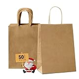 GIFTSAY 50stk Papiertüten mit Henkel Klein Braun 15X8X21cm, Geschenktüten für Hochzeitsfeier, Einkaufstüten, Einzelhandelswarentüten und Geburtstags