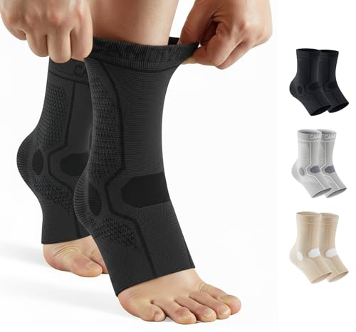 CAMBIVO 1 Pair Ankle Compression Sleeve for Men & Women Soft Breathable Support for Plantar Fasciitis Achilles Tendonitis Swelling & Sports Recovery Easy to Wear All-Day Comfort Fit