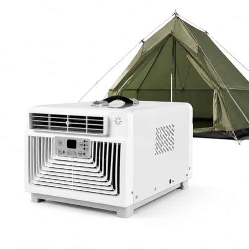 KPOUYYDS 3400 BTU Portable Camping Air Conditioner 4-in-1 Quiet Small AC Unit with 300W Low Power Windowless AC for Tent RV Truck Van Car Garage Indoor & Outdoor Use